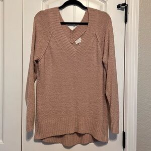 Caslon Pink V-Neck Sweater | Size XL | Super Soft Knit | RN58665